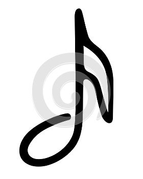 Eighth note. Sketch. Music sign. Play the melody. Doodle style