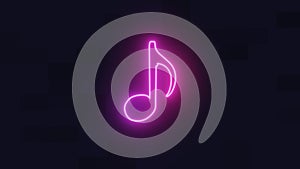 eighth note symbol in neon ligh 3D Rendering image photo