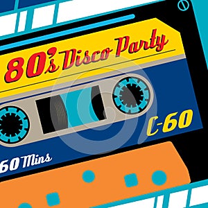 Eighties Disco Party Cassette Tape Banner.