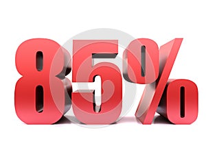 Eighty five percent 85% symbol .3d