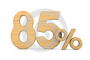 eighty five percent on white background. Isolated 3D illustration