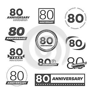 Eighty years anniversary celebration logotype. 80th anniversary logo collection. photo
