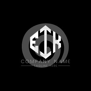 EIK letter logo design with polygon shape. EIK polygon and cube shape logo design. EIK hexagon vector logo template white and