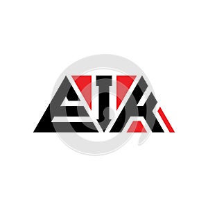 EIK triangle letter logo design with triangle shape. EIK triangle logo design monogram. EIK triangle vector logo template with red