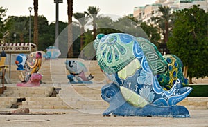 Eilat fish sculptures park photo