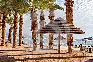 Eilat sand beach over Red Sea