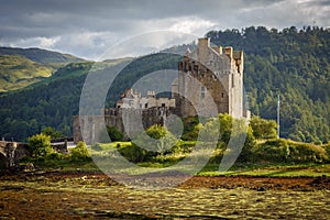 Eilean Donan Castle from 13th century in the centre of three lochs - Alsh, Duich, Long, in Dornie, Kyle of Lochalsh