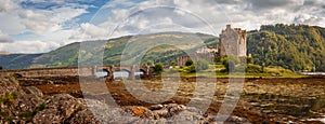 Eilean Donan Castle from 13th century in the centre of three lochs - Alsh, Duich, Long, in Dornie, Kyle of Lochalsh