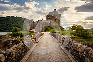 Eilean Donan Castle from 13th century in the centre of three lochs - Alsh, Duich, Long, in Dornie, Kyle of Lochalsh