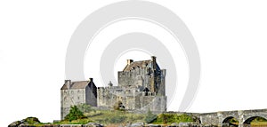 Eilean Donan Castle Scotland isolated on white background photo
