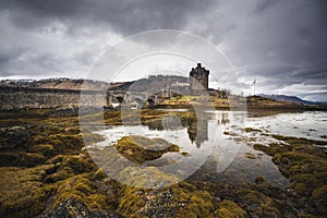 Eilean Donan castle on the shore of Loch Duich. Highlands, Scotland.