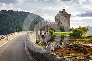 Eilean Donan Castle from 13th century in the centre of three lochs - Alsh, Duich, Long, in Dornie, Kyle of Lochalsh photo