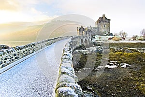 Eilean Donan Castle in winter.