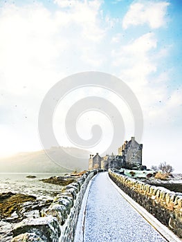 Eilean Donan Castle in winter.