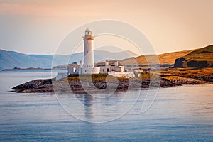 Eilean Musdile Lighthouse at Loch Linnhe, road to the Isle of Mu