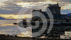 Eileen Donan Castle at sunset.