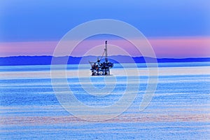 Eilwood Offshore Oil Well Pacific Ocean Sunset California