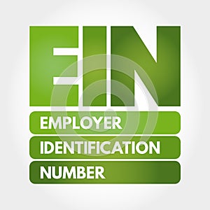 EIN - Employer Identification Number acronym, concept background