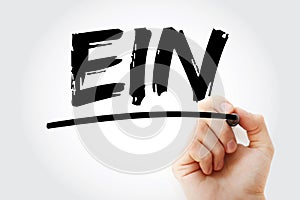 EIN - Employer Identification Number acronym with marker, concept background