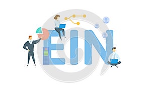 EIN, Employer Identification Number. Concept with keywords, people and icons. Flat vector illustration. Isolated on