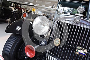 Lose up of a historic Austro-Daimler vehicle in the museum fahrtraum in Mattsee