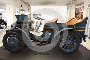 A historic Porsche Lohner vehicle in the museum fahrtraum in Mattsee