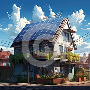 Ein Solar Panel an einer Hausfasade