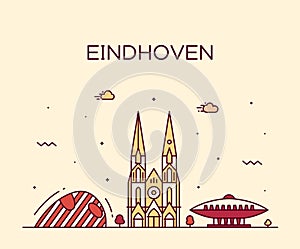 Eindhoven skyline Netherlands vector line big city