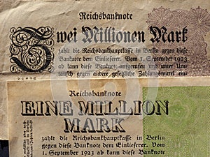 Eine und Zwei Million Mark (One and Two Million Mark) notes