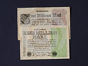 Eine und Zwei Million Mark (One and Two Million Mark) notes