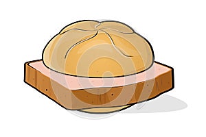 Vector illustration of German specialty food meatloaf called LeberkÃÂ¤se photo