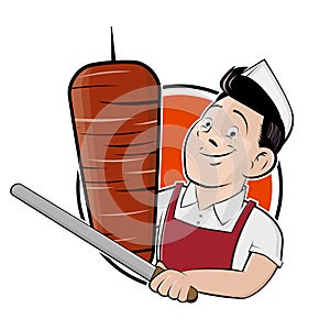 Funny doner kebap logo in cartoon style photo