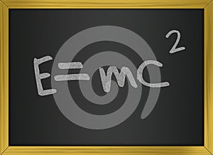 Einstein formula of relativity on blackboard