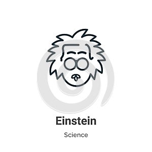 Einstein outline vector icon. Thin line black einstein icon, flat vector simple element illustration from editable science concept