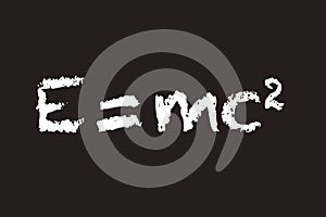 Einstein`s E = mc2 theory of special relativity written in chalk on a blackboard