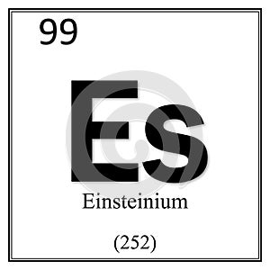 Einsteinium chemical element symbol on white background