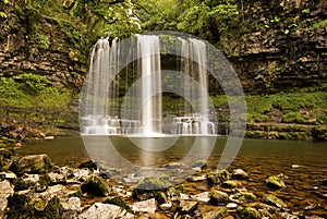 Sgwd Yr Eira Waterfall in Brecon Beacons National Park in Wales photo