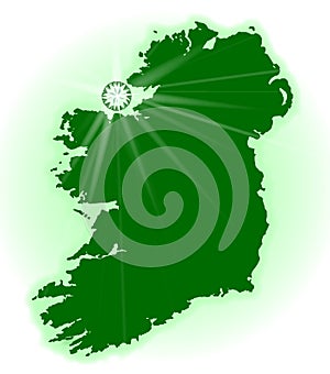 Eire The Emerald Isle Silhouette Map With Jewel photo