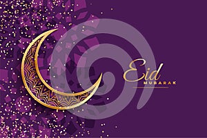 Eis mubarak wishes design with moon and sparkles photo