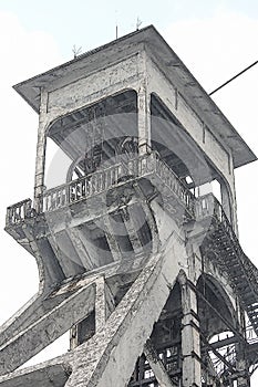 Photo converted to a pen drawing of a coal mine