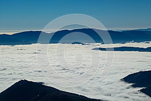 Eisenerzer Reichenstein - Ennstal valley covered with clouds near Eisenerz in Styria, Austria. Wanderlust