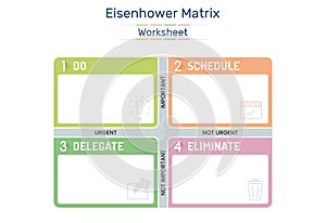 Eisenhower Matrix, Worksheet, urgent important matrix, Prioritize task, Task Management, Project Management, Process infographics