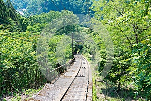 Eizan Cable in Kyoto, Japan. a operated by Keifuku Electric Railroad. The line opened in 1925, as a