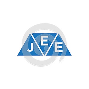 EJE triangle shape logo design on white background. EJE creative initials letter logo concept