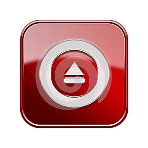 Eject icon glossy red. photo