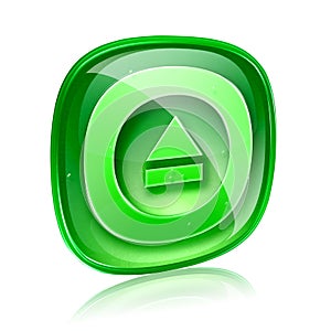 Eject icon green glass. photo
