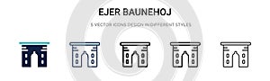 Ejer baunehoj icon in filled, thin line, outline and stroke style. Vector illustration of two colored and black ejer baunehoj