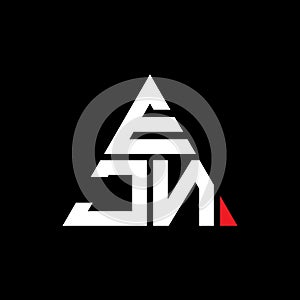 EJN triangle letter logo design with triangle shape. EJN triangle logo design monogram. EJN triangle vector logo template with red