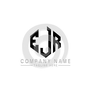 EJR letter logo design with polygon shape. EJR polygon and cube shape logo design. EJR hexagon vector logo template white and