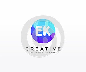 EK initial logo With Colorful Circle template vector